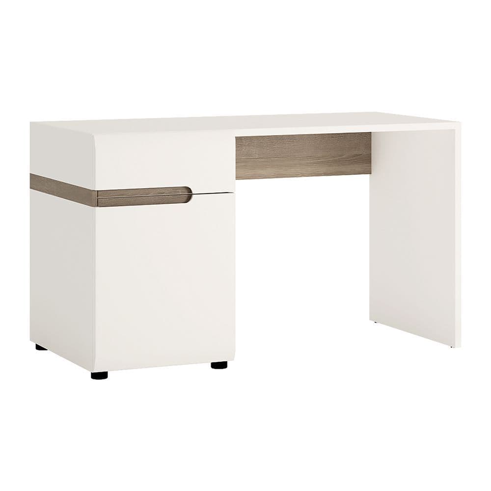 Brompton Desk/Dressing Table in White with oak trim